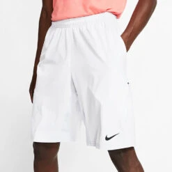 Nike N.E.T 11'' Woven Tennis Shorts (Men's) - White/Black (Available Size: XS,2XL) -Tennis Clothing Store 455618 100