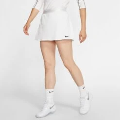 Nike Court Fitted Tennis Skirt (Women's) - White/Black -Tennis Clothing Store 939320 104 PHSFM001