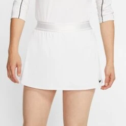 Nike Court Fitted Tennis Skirt (Women's) - White/Black -Tennis Clothing Store 939320 104 PHSYM001