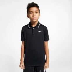Nike Court Dri-Fit Tennis Polo (Boy's) - Black/White -Tennis Clothing Store BQ8792 010 PHSFM001