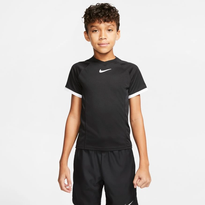 Nike Court Dri-Fit Tennis T-Shirt (Boy's) - Black/White 3 Nike Court Dri-Fit Tennis T-Shirt (Boy's) - Black/White - Image 3