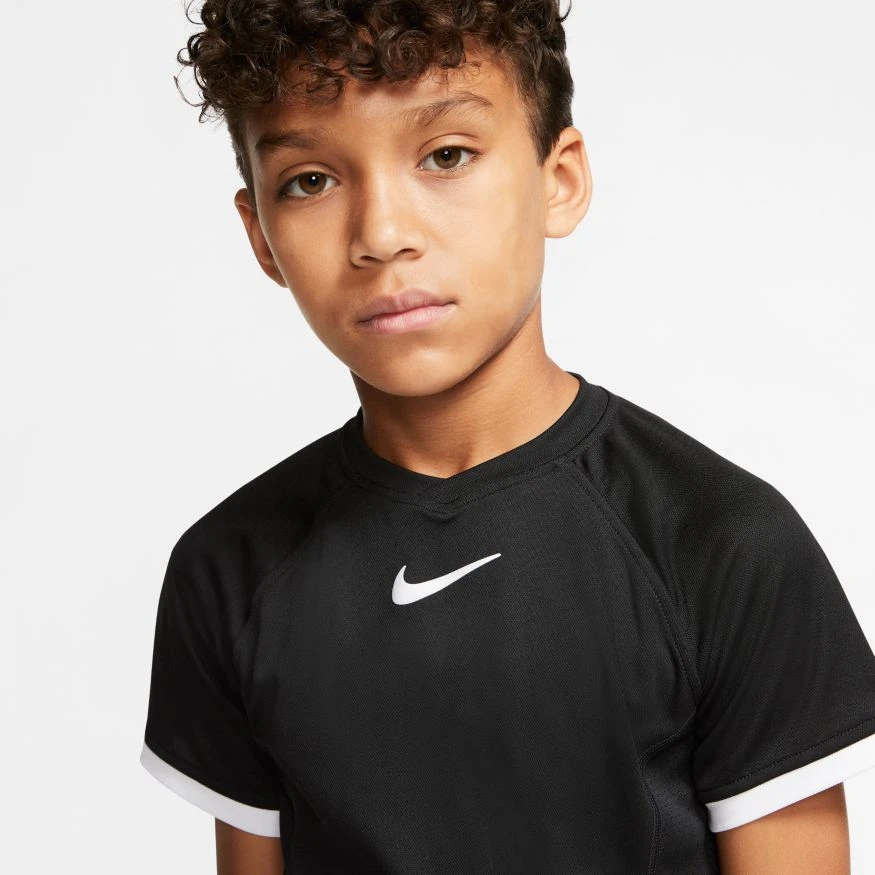 Nike Court Dri-Fit Tennis T-Shirt (Boy's) - Black/White 5 Nike Court Dri-Fit Tennis T-Shirt (Boy's) - Black/White - Image 5