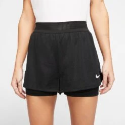 Nike Court Flex Tennis Shorts (Women's) - Black/White -Tennis Clothing Store CI9378 010 PHSBM001