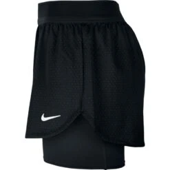 Nike Court Flex Tennis Shorts (Women's) - Black/White -Tennis Clothing Store CI9378 010 PHSLH000