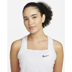 Nike Court Dri-Fit Slam Tank (Women's) - White/Team Orange/Glacier Blue/Black -Tennis Clothing Store DR6795 100c