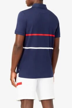 Fila Heritage Tennis Striped Polo (Men's) - Navy/Red/White (Available: Size S) -Tennis Clothing Store FILA COM XLarge TM036842 412 03 e