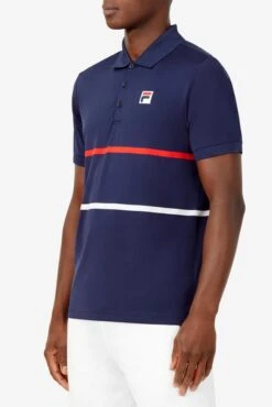 Fila Heritage Tennis Striped Polo (Men's) - Navy/Red/White (Available: Size S) -Tennis Clothing Store FILA COM XLarge TM036842 412 04 e