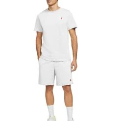Nike Court Emb Tee (Men's) - White/Habanero Red -Tennis Clothing Store nikecourt tennis t shirt rJ868F 2